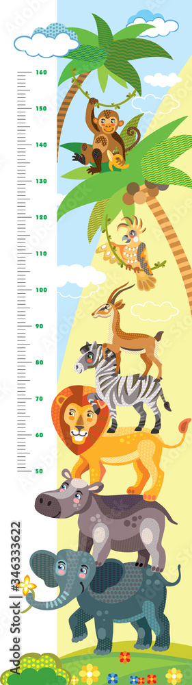 Fototapeta premium African animals vector height meter
