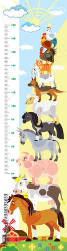 Farm animals vector height meter