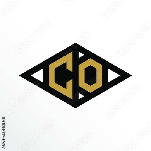 Initial Letter CO Geometric Abstract Diamond Shape Logo Design