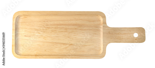 Square wooden tray isolated on white background ,include clipping path