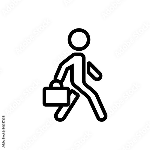 moving man with working suitcase icon vector. moving man with working suitcase sign. isolated contour symbol illustration