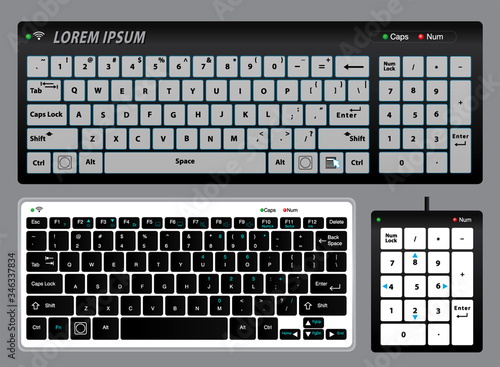 set of realistic keyboard pc or keyboard pad notebook or Realistic keyboard 

with alphabet concept. eps 10 vector, easy to modify