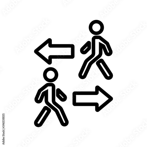 going in opposite directions walking people icon vector. going in opposite directions walking people sign. isolated contour symbol illustration