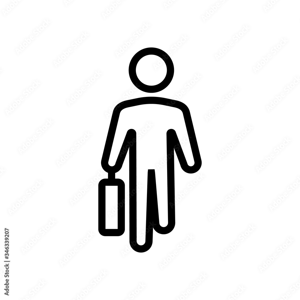 moving man with working suitcase front view icon vector. moving man with working suitcase front view sign. isolated contour symbol illustration moving man with working suitcase front view icon vector. moving man with working suitcase front view sign. isolated contour symbol illustration