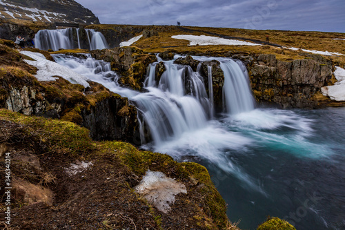  Lower and upper Kirkjufellsfoss falls in Northern Iceland