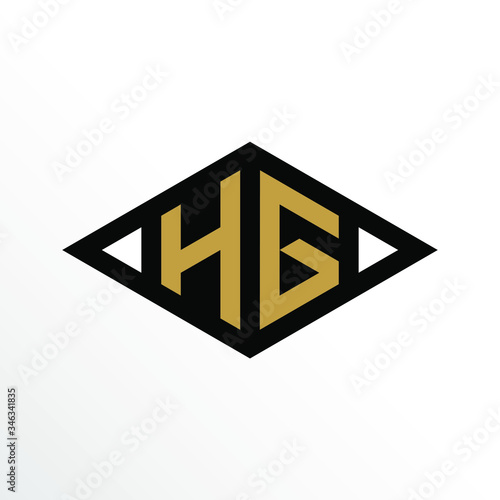Initial Letter HG Geometric Abstract Diamond Shape Logo Design