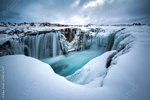 Fototapeta Naklejka Na Ścianę i Meble -  Hrafnabjargafoss waterfall in Iceland during Winter