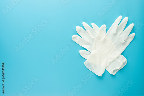 Surgical gloves with blue background