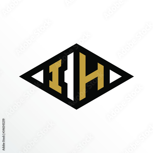 Free Download Initial Letter IH Geometric Abstract Diamond Shape Logo Design - GFXLoad