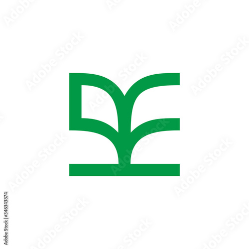 letter f abstract green leaf plant geometric design vector