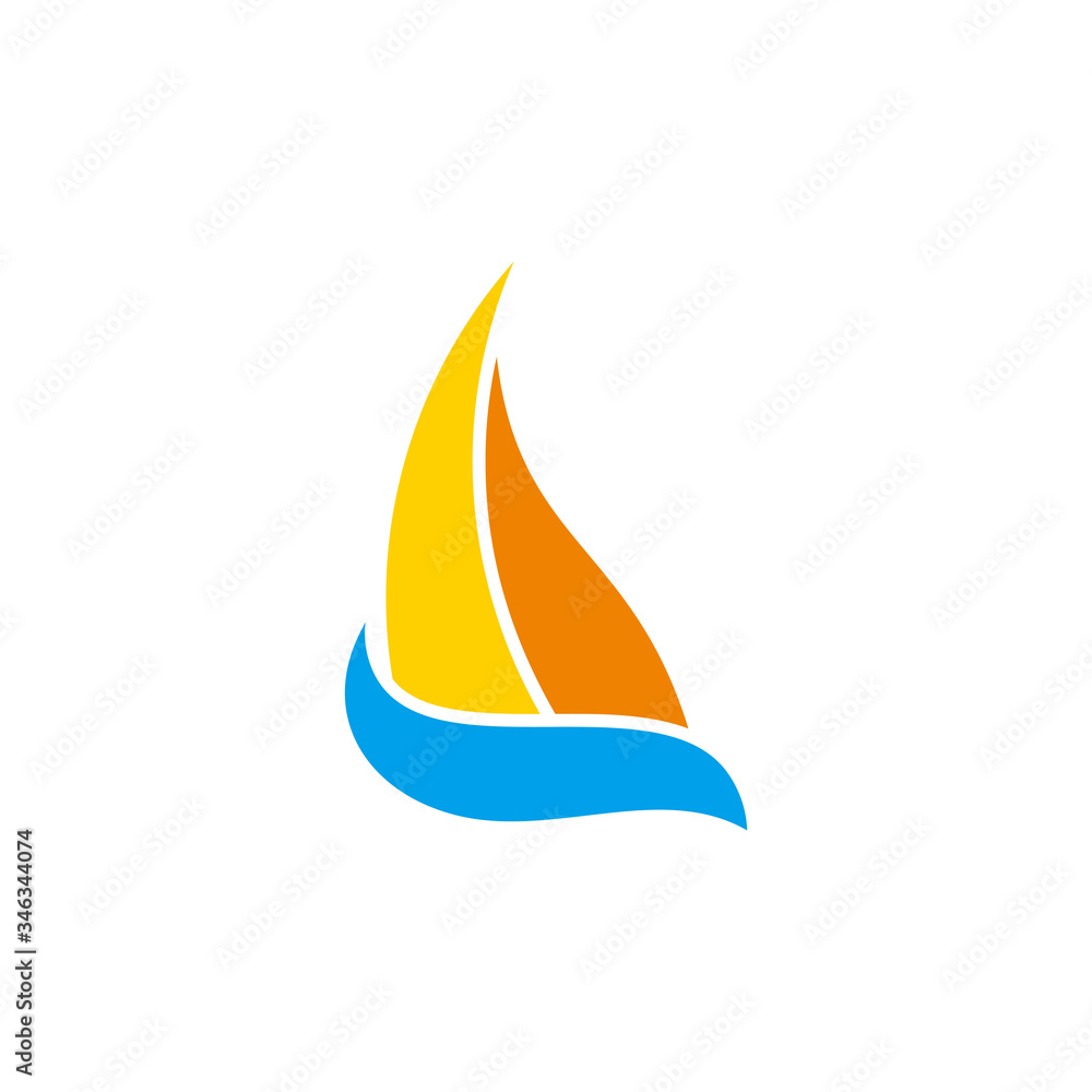 sailing boat blue waves motion design symbol logo vector sailing boat blue waves motion design symbol logo vector