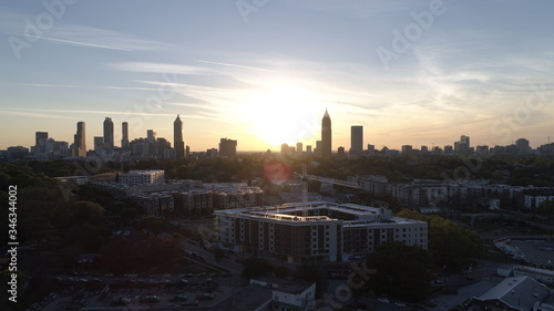 Atlanta Georgia Aerial Shots of Old Fourth Ward and Downtown Atlanta