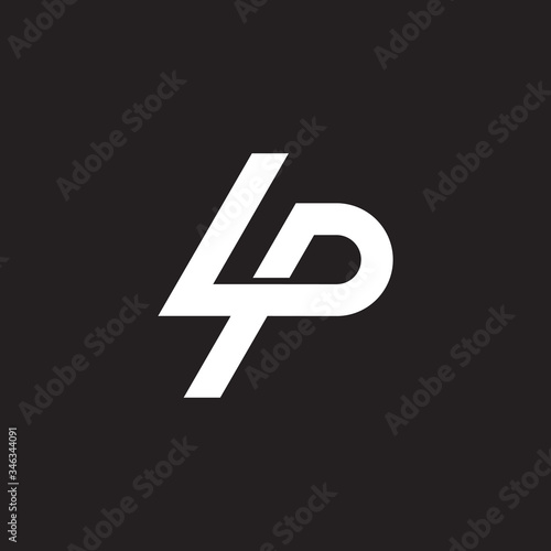 letter lp simple geometric lines logo vector