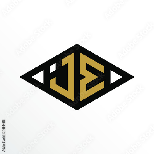 Initial Letter JE Geometric Abstract Diamond Shape Logo Design photo