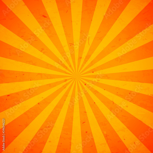 Bright orange and yellow rays vector background