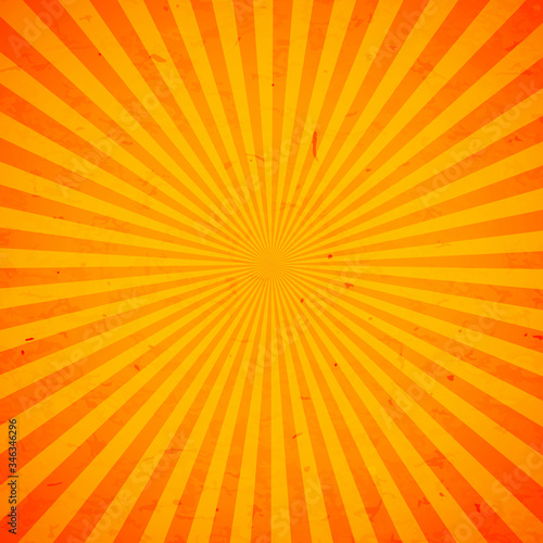 Bright orange and yellow rays vector background