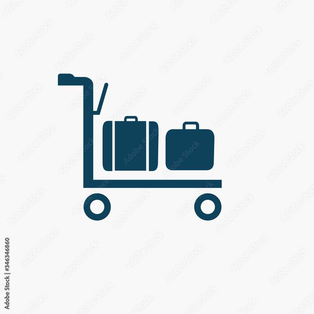 Luggage trolley vector icon. filled flat sign for mobile concept and web design. Baggage trolley cart simple solid icon. Symbol, logo illustration. Pixel perfect vector graphics
