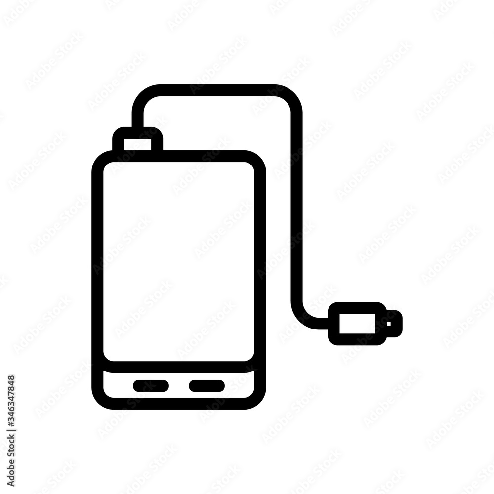 portable charging with usb cable icon vector. portable charging with usb cable sign. isolated contour symbol illustration portable charging with usb cable icon vector. portable charging with usb cable sign. isolated contour symbol illustration