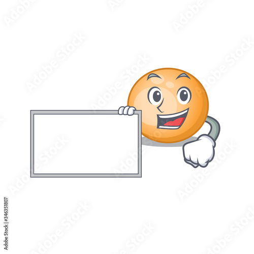 Staphylocuccus aureus cartoon character design style with board