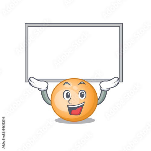 Mascot design of staphylocuccus aureus lift up a board