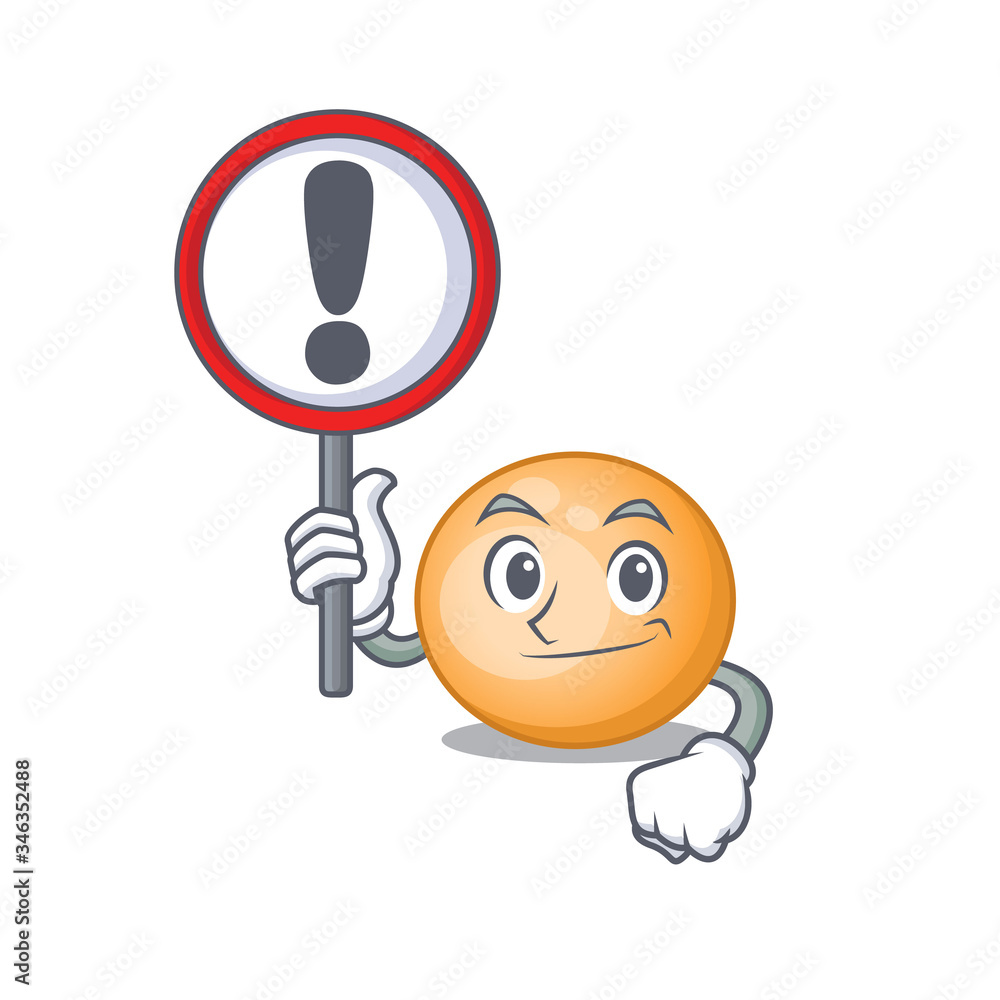 An icon of staphylocuccus aureus cartoon design style with a sign board