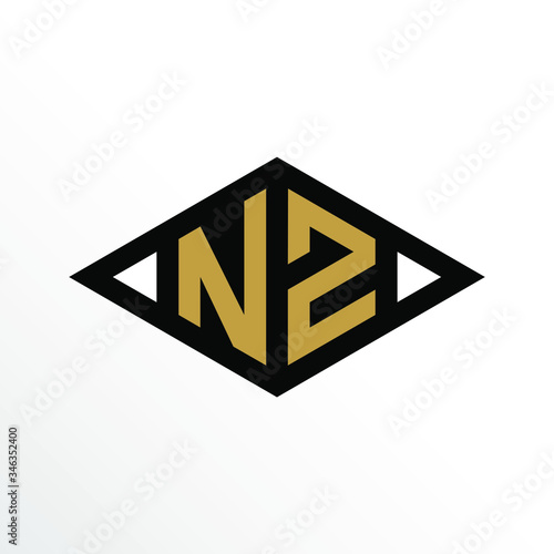Free Download Initial Letter NZ Geometric Abstract Diamond Shape Logo Design - GFXLoad