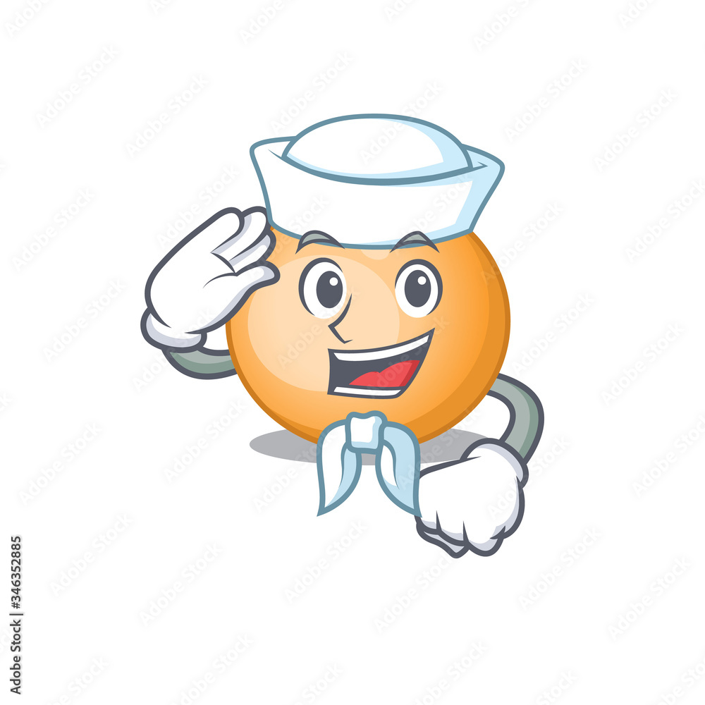 Sailor cartoon character of staphylocuccus aureus with white hat Sailor cartoon character of staphylocuccus aureus with white hat