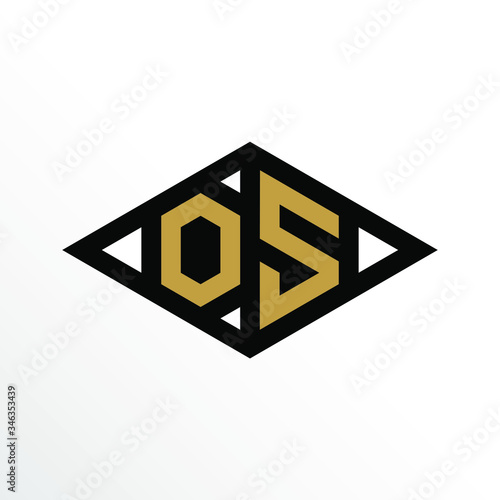 Initial Letter OS Geometric Abstract Diamond Shape Logo Design