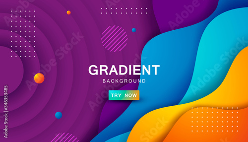 Blue and orange fluid color background. Dynamic shape element vector illustration.