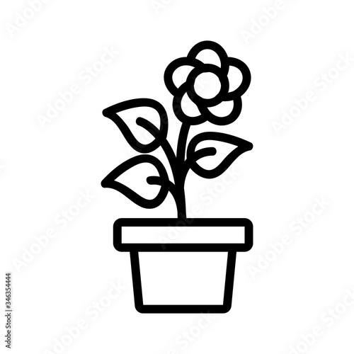 flower in pot icon vector. flower in pot sign. isolated contour symbol illustration