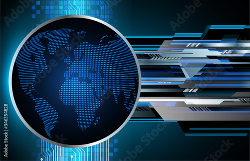 Blue world cyber circuit future technology concept background
