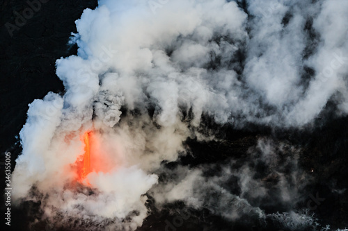 Sulfuric acid rises into the sky from Kilauea volcano