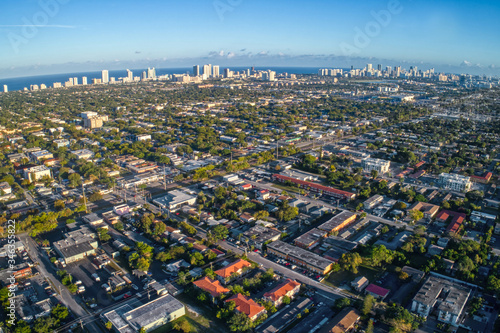 Aerial view of Hollywood  small city in Southern Florida