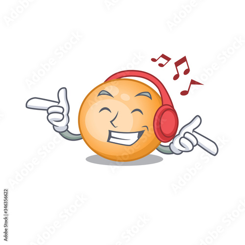 Staphylocuccus aureus Cartoon design concept listening music