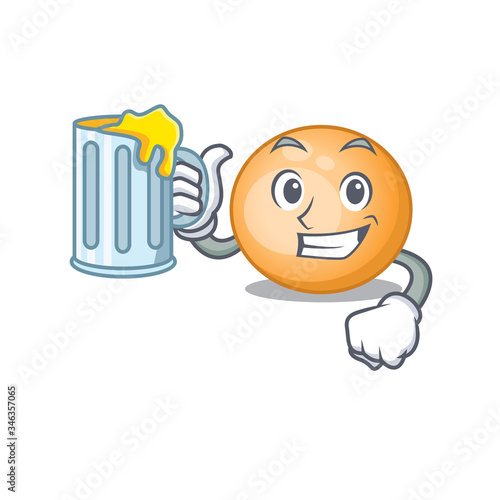 A cartoon concept of staphylocuccus aureus rise up a glass of beer