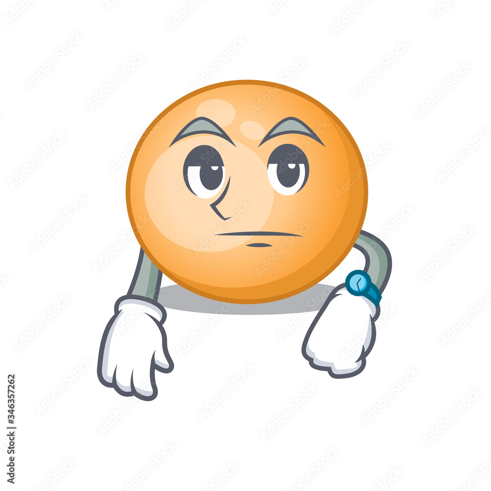 Mascot design of staphylocuccus aureus showing waiting gesture Mascot design of staphylocuccus aureus showing waiting gesture