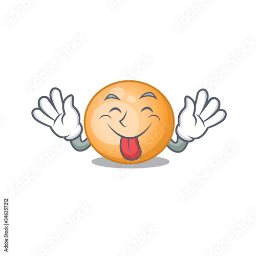 An amusing face staphylocuccus aureus cartoon design with tongue out