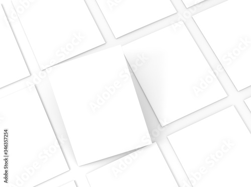 Fototapeta Blank booklet, flyer or brochure mockup template on gray background