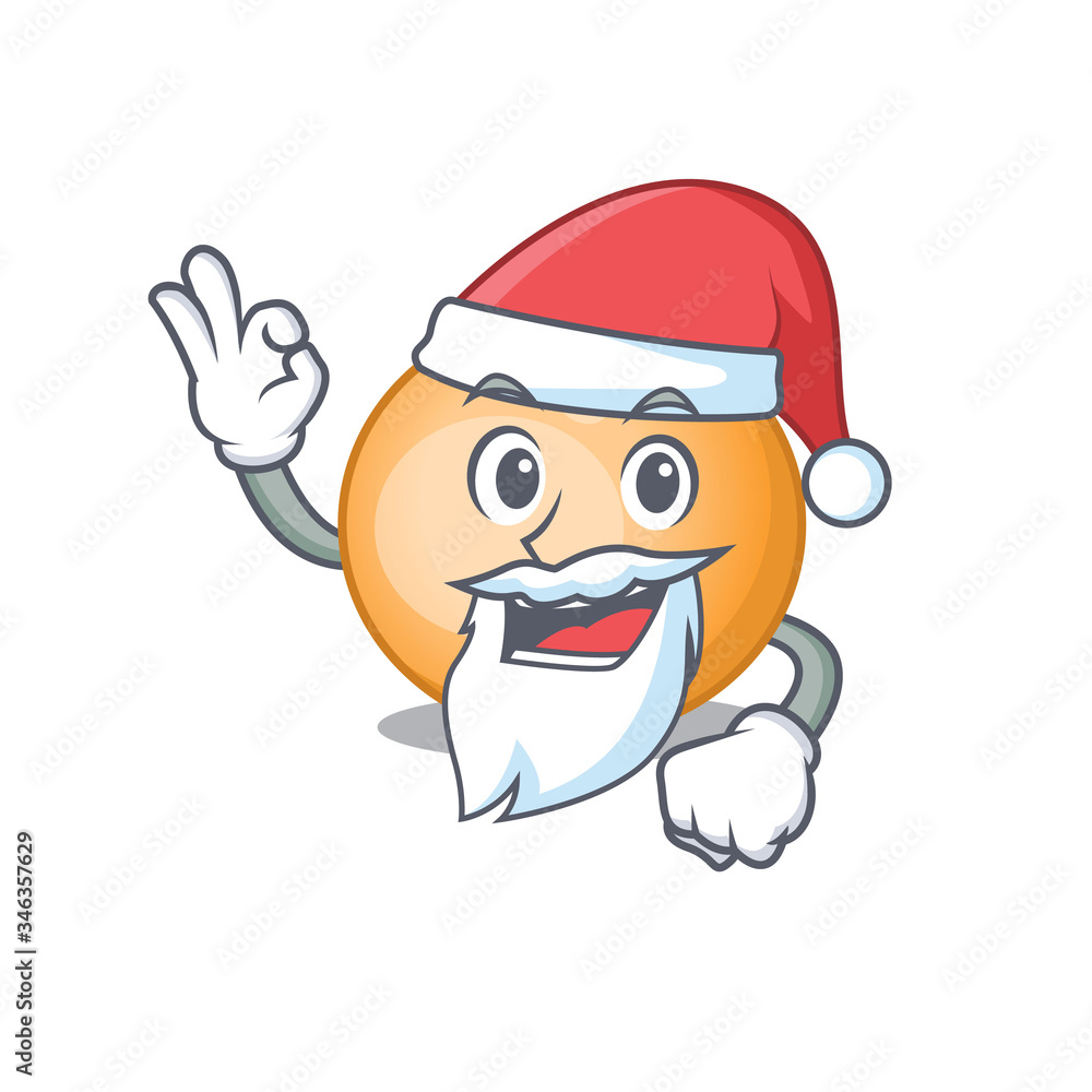 Staphylocuccus aureus Santa cartoon character with cute ok finger