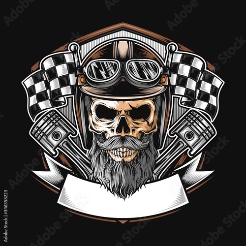 skull biker vector logo illustration