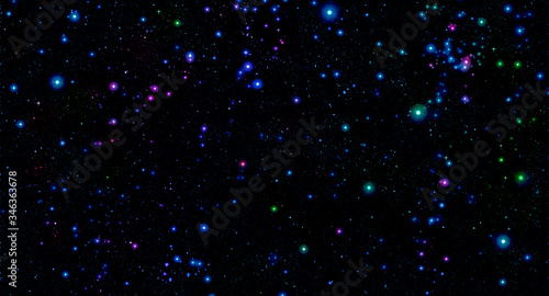 Obraz na płótnie Outer space, starry sky, scattering of stars, many colored stars on black, space, universe, astronomy, light of bright stars, holiday w salonie