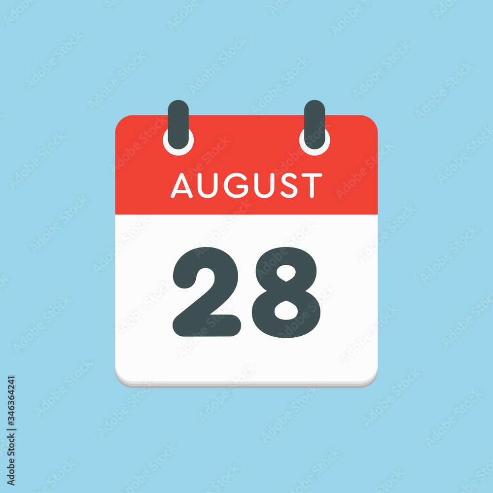 Calendar icon day 28 August, date days of the year Calendar icon day 28 August, date days of the year