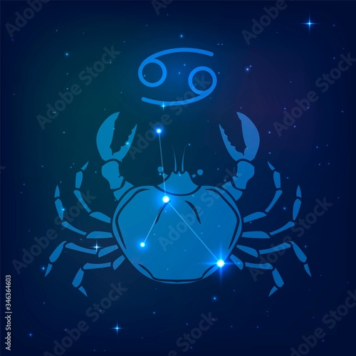 Cancer - constellation of the zodiac in the night starry sky