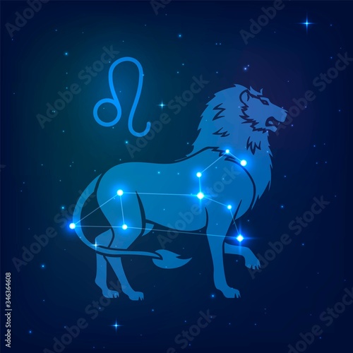 Leo - constellation of the zodiac in the night starry sky