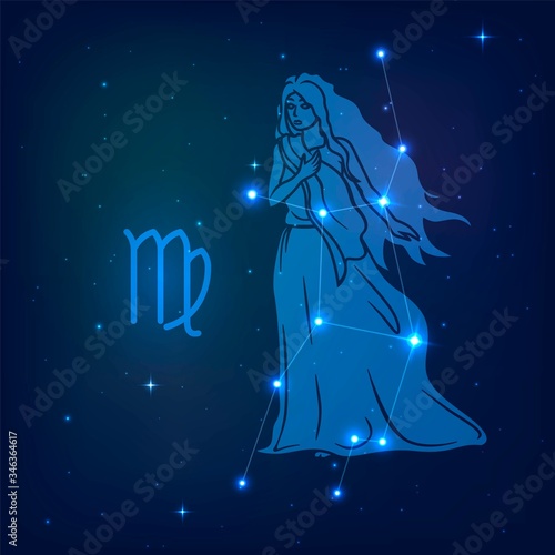 Virgo - constellation of the zodiac in the night starry sky