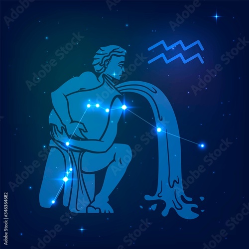 Aquarius - the constellation of the zodiac in the night starry sky