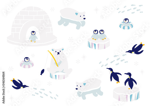 南極の動物たち　イラスト