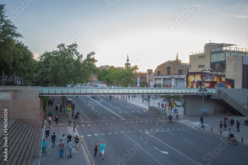 Photography Aerial view in Montjuic, Barcelona, Spain  one of the most visited cities in the world