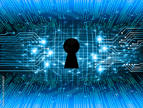 Closed Padlock on digital background, cyber security
