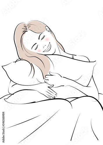 女性_枕を抱く